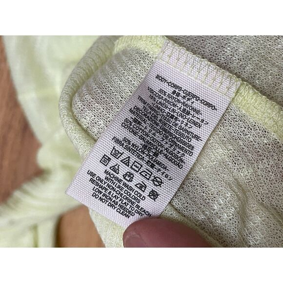 Free People Women's S Green Blouse Top Rayon Tunic Semi-Sheer Asymmetrical Hem - Picture 4 of 9